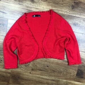 Leslie Fay Red Bolero Cardigan Shrug Top